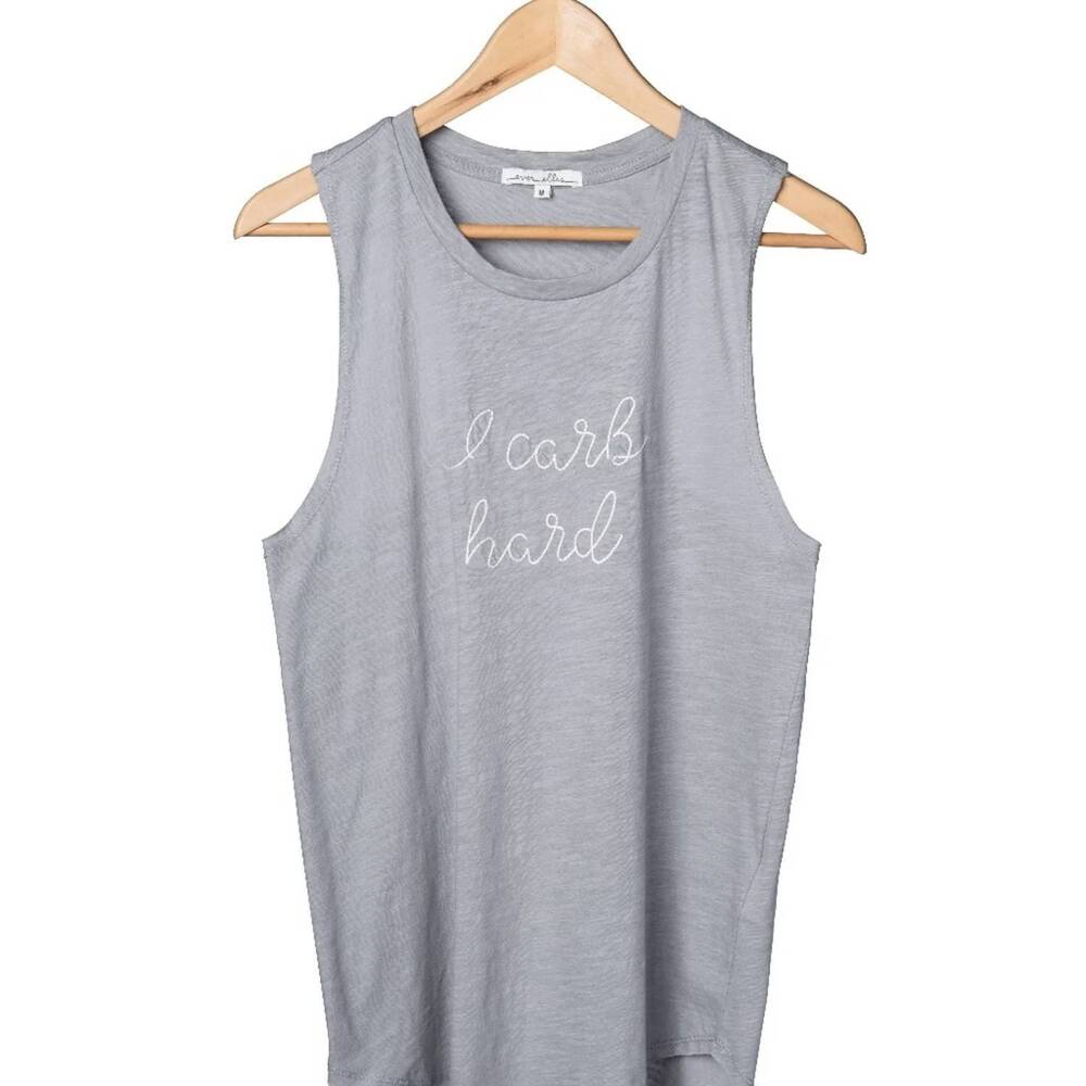 NEW EVER ELLIS women's i carb hard embroidered sleeveless tank top in grey